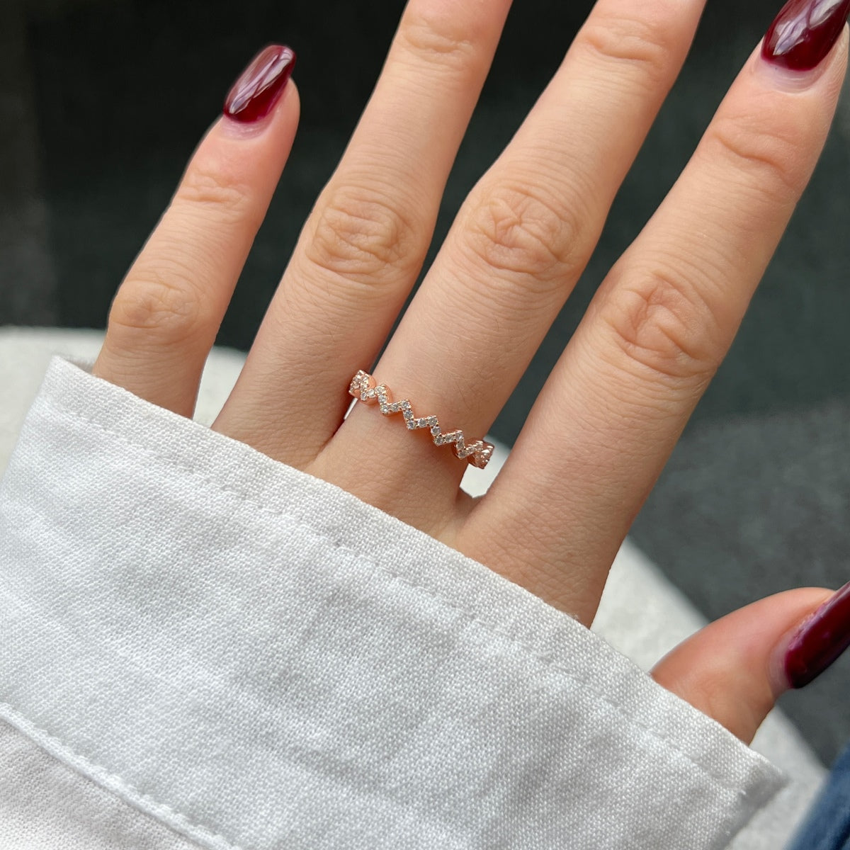 [Clover Jewelrys]Delicate Enchanting Wave Shape Daily Ring