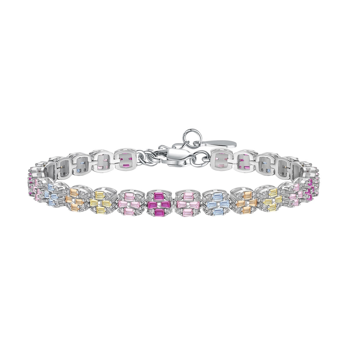 [Clover Jewelrys]Delicate Colorful Emerald Cut Daily Bracelet