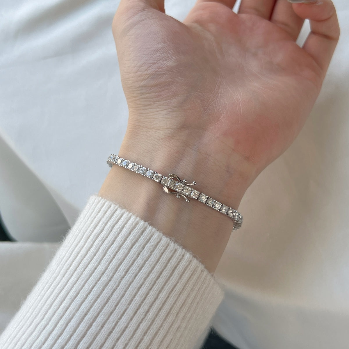 [Clover Jewelrys]Dainty Charming Round Cut Tennis Bracelet