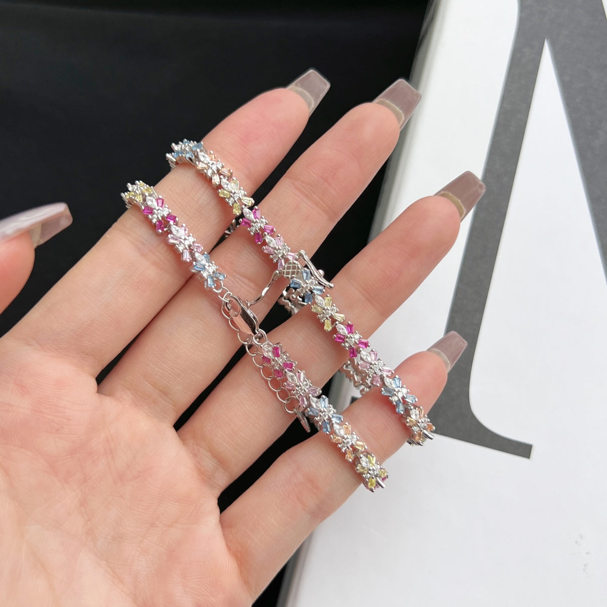 [Clover Jewelrys]Radiant Colorful Emerald Cut Party Bracelet