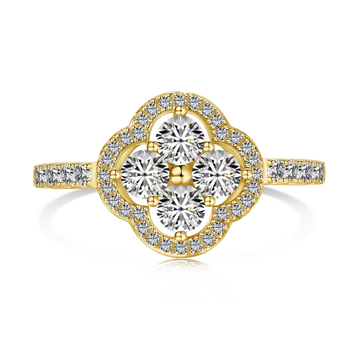 [Clover Jewelrys]Four Leaf Clover Flower Design Ring