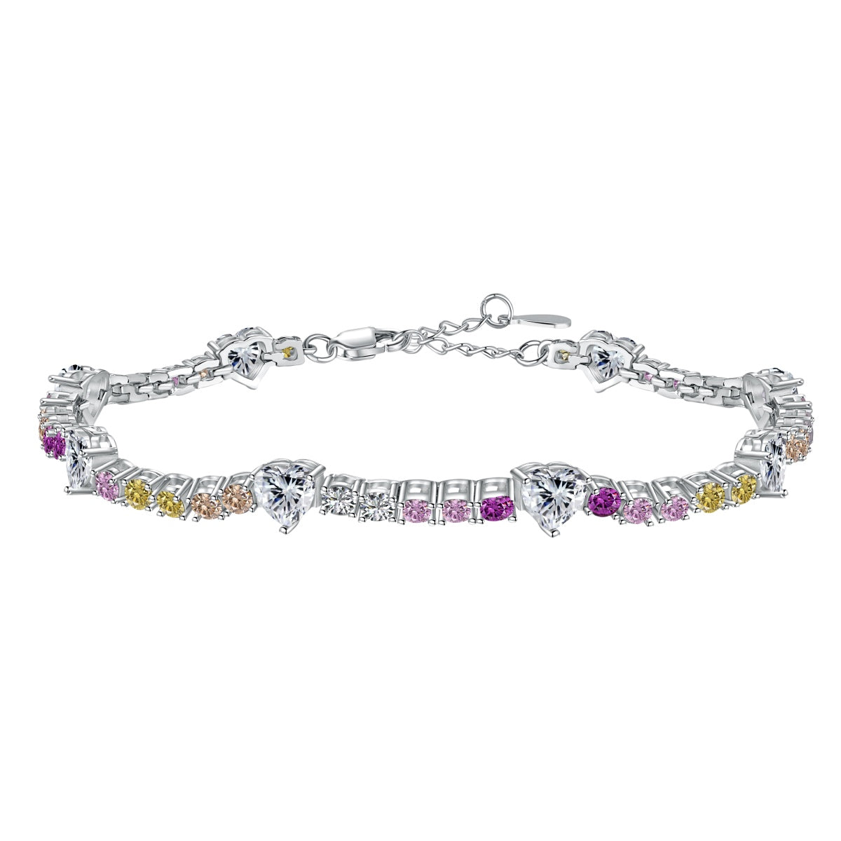 [Clover Jewelrys]Romantic Heart Shape Round Cut Lover Bracelet