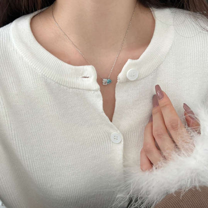 [Clover Jewelrys]Dazzling Square & Heart Shape Necklace