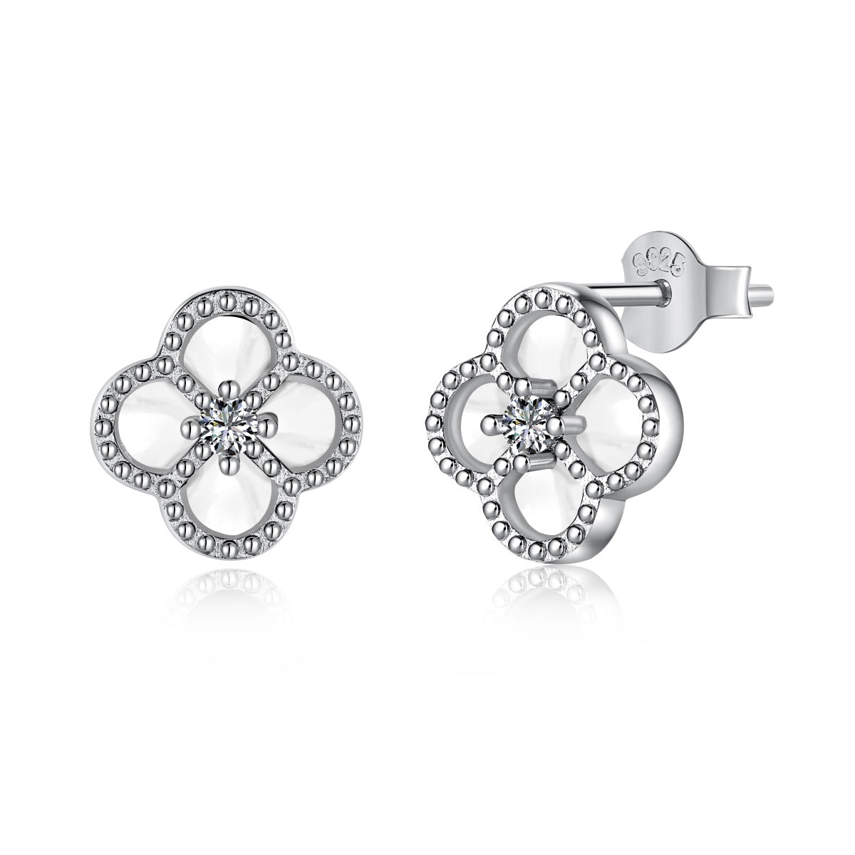 [Clover Jewelrys]Four-Leaf Clover Flower Shape Exquisite Earrings