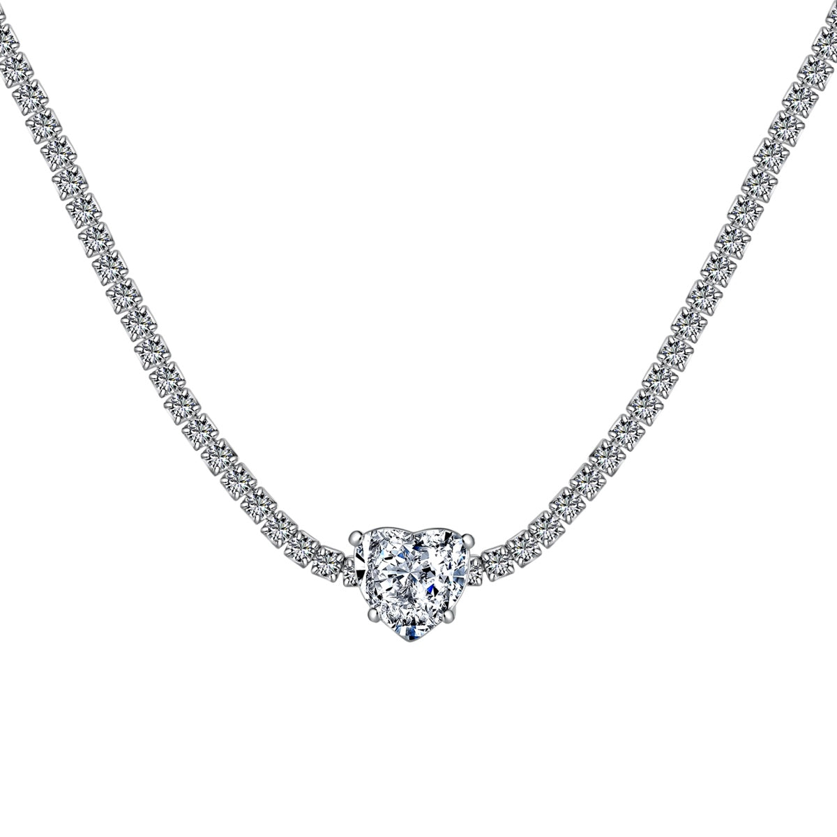 [Clover Jewelrys]2.0 Carat Sparkling Tennis Heart Cut Necklace