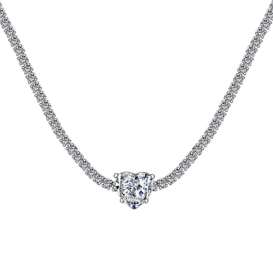 [Clover Jewelrys]2.0 Carat Sparkling Tennis Heart Cut Necklace