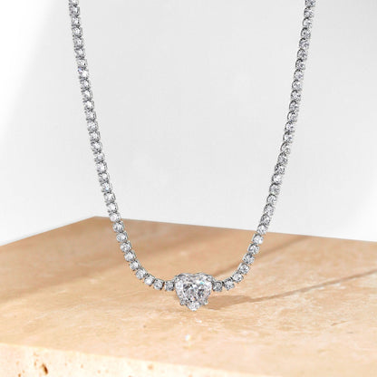 [Clover Jewelrys]2.0 Carat Sparkling Tennis Heart Cut Necklace