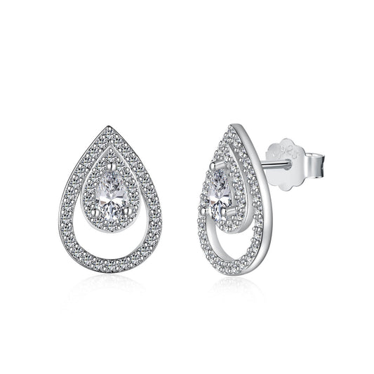 [Clover Jewelrys]Sparkling Delicate Water Drop Shape Daily Earrings