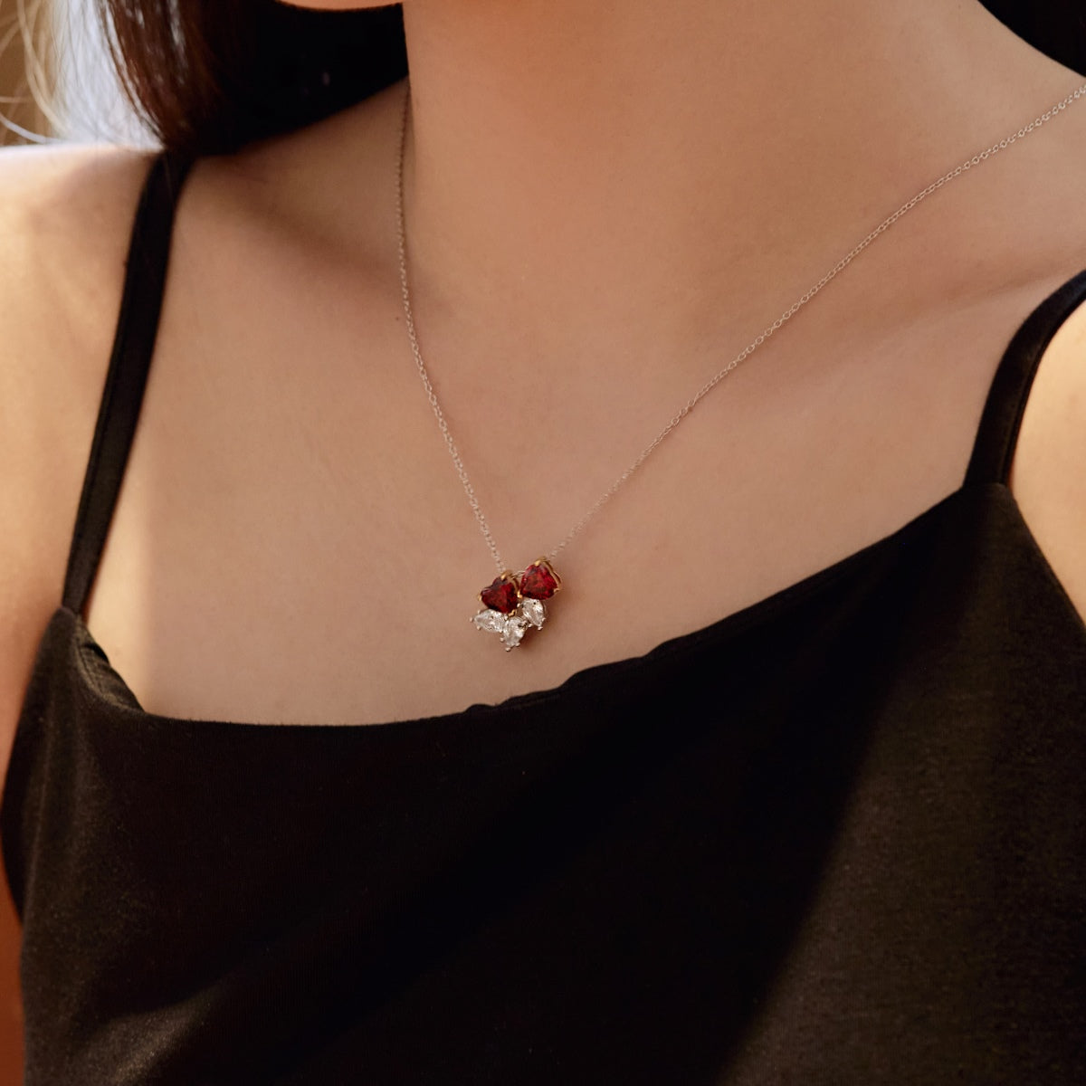 [Clover Jewelrys]Dainty Red Heart Necklace