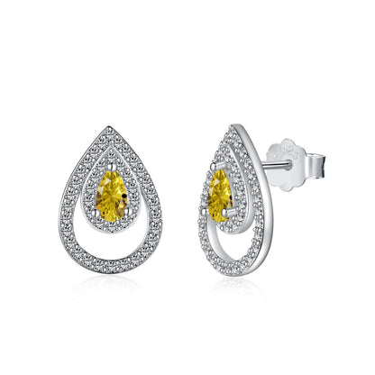 [Clover Jewelrys]Sparkling Delicate Water Drop Shape Daily Earrings