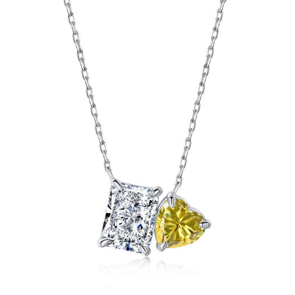 [Clover Jewelrys]Dazzling Square & Heart Shape Necklace