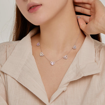 [Clover Jewelrys]Sparkling Five Heart Necklace