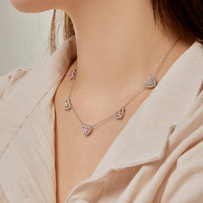 [Clover Jewelrys]Sparkling Five Heart Necklace