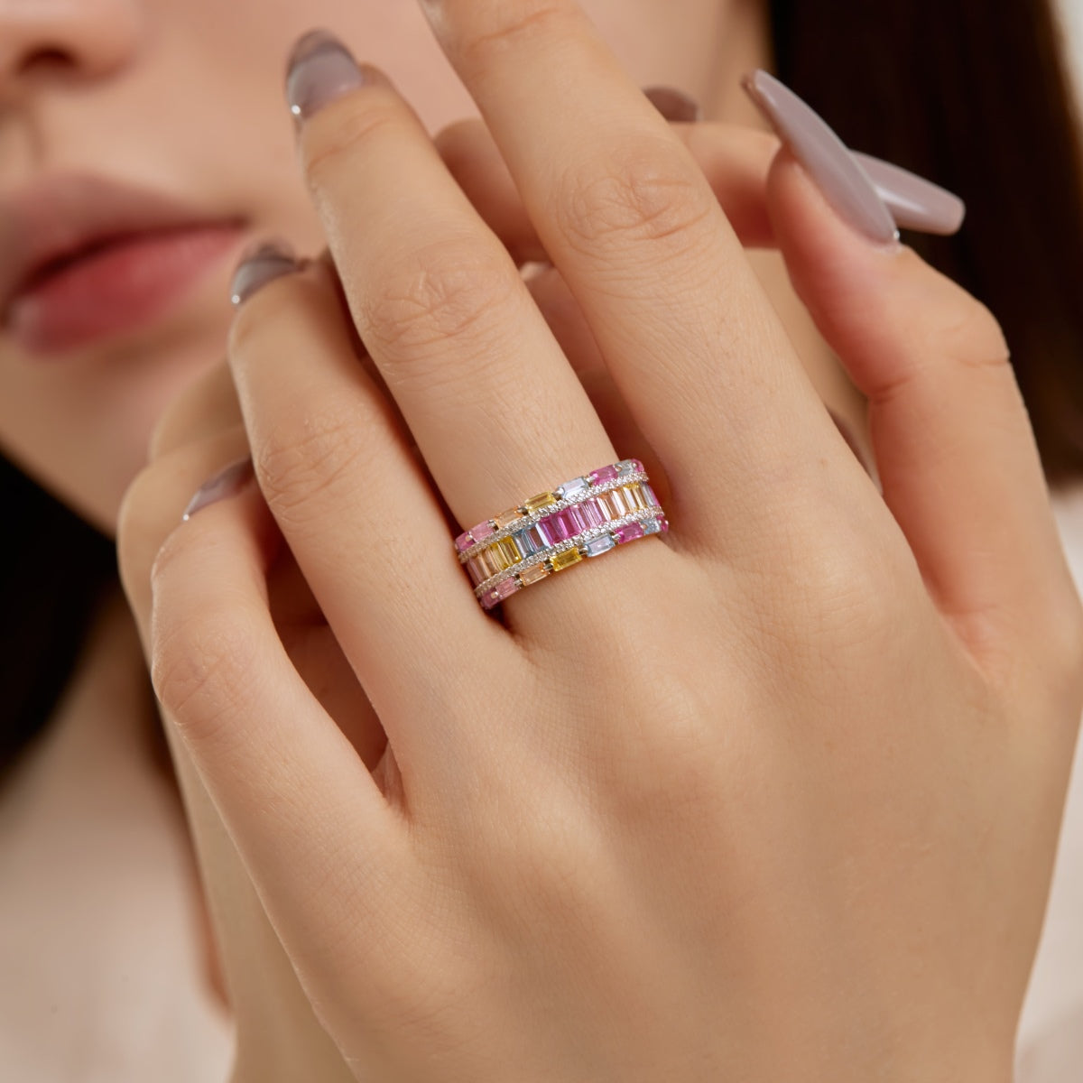 [Clover Jewelrys]Dazzling Colorful Radiant Cut Party Ring