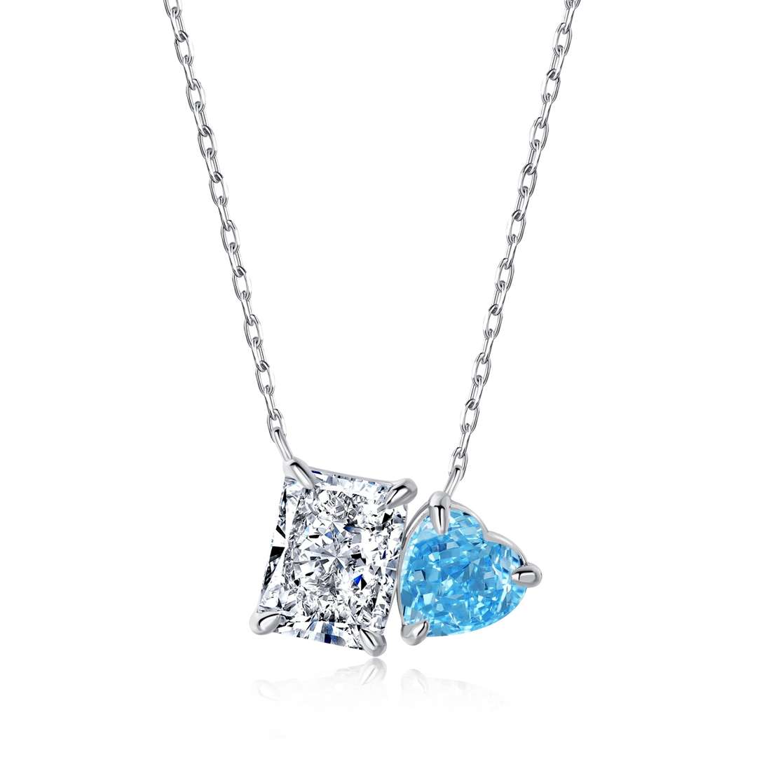 [Clover Jewelrys]Dazzling Square & Heart Shape Necklace