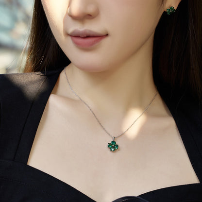 [Clover Jewelrys]Heart-Shaped Four-Leaf Clover Bead Necklace