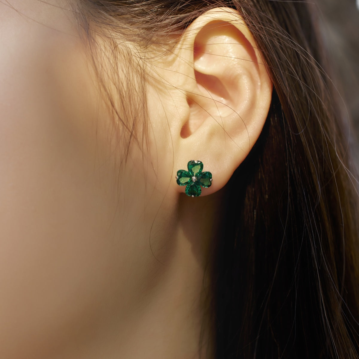 [Clover Jewelrys]Four-Leaf Clover Ball Earrings