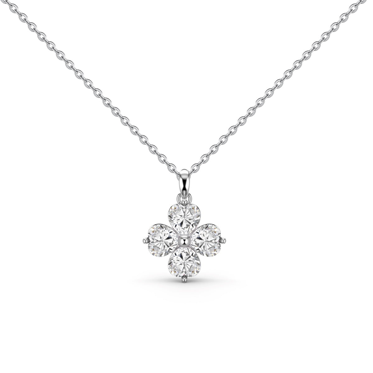 [Clover Jewelrys]Heart-Shaped Four-Leaf Clover Bead Necklace