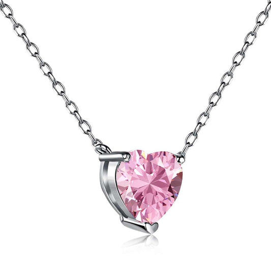 [Clover Jewelrys]Heart Shape Main Stone Pendant Collarbone Necklace