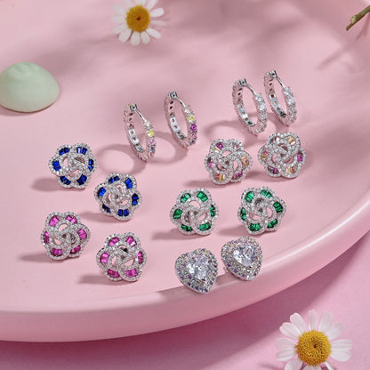 [Clover Jewelrys]Radiant Colorful Round Cut Earrings