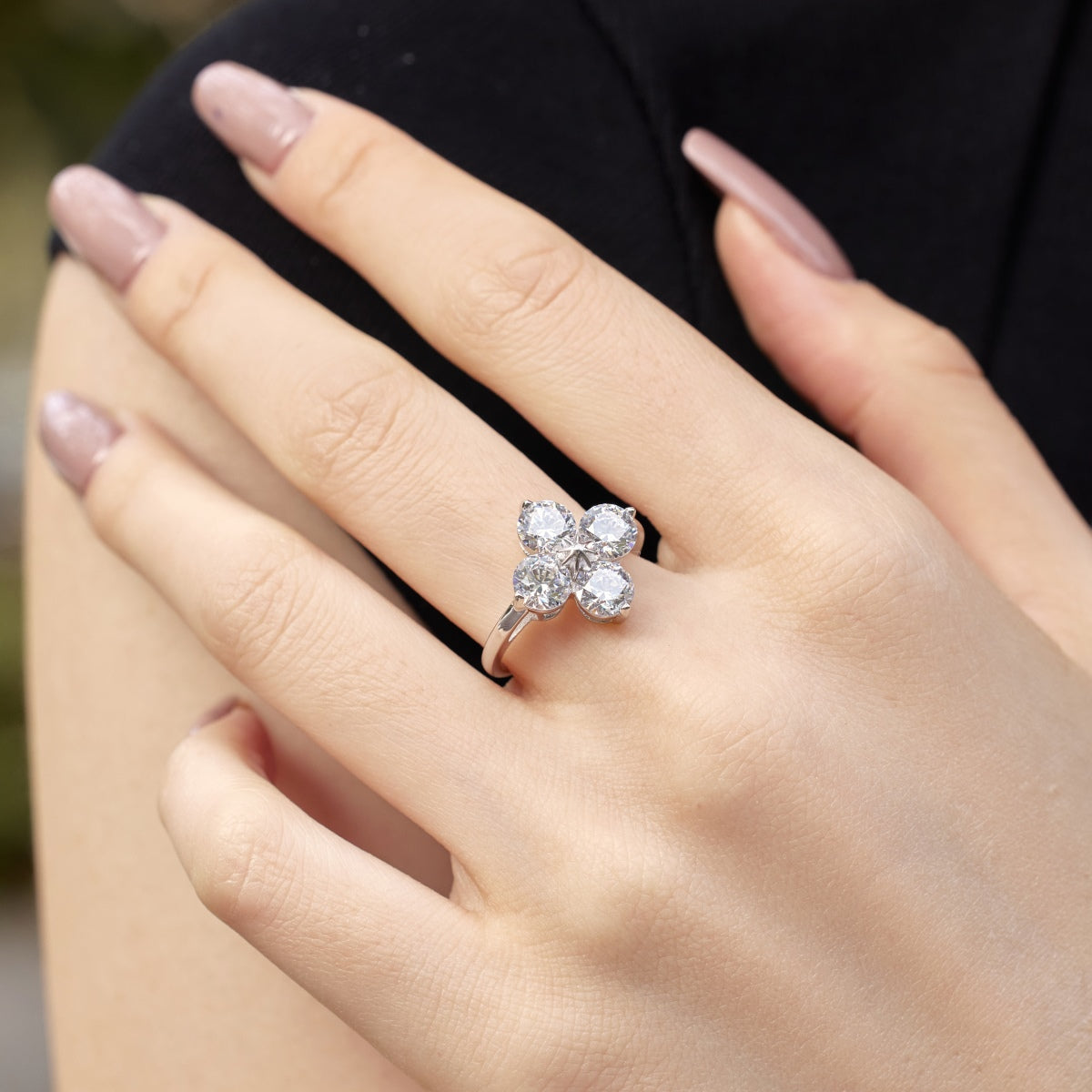 [Clover Jewelrys]Four-Leaf Clover Eight-Pointed Star Ring