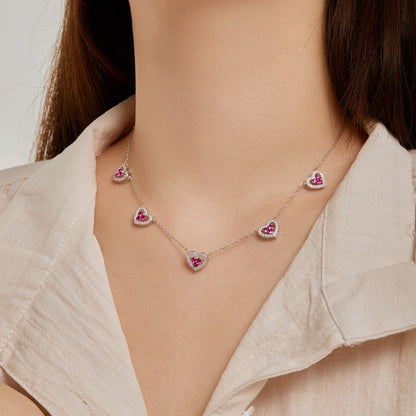 [Clover Jewelrys]Sparkling Five Heart Necklace