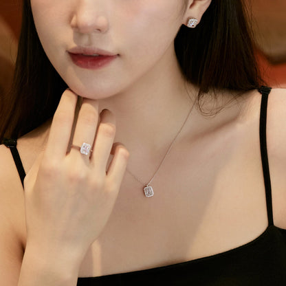 [Clover Jewelrys]1.0 Carat Luxurious Dainty Emerald Cut Daily Earrings