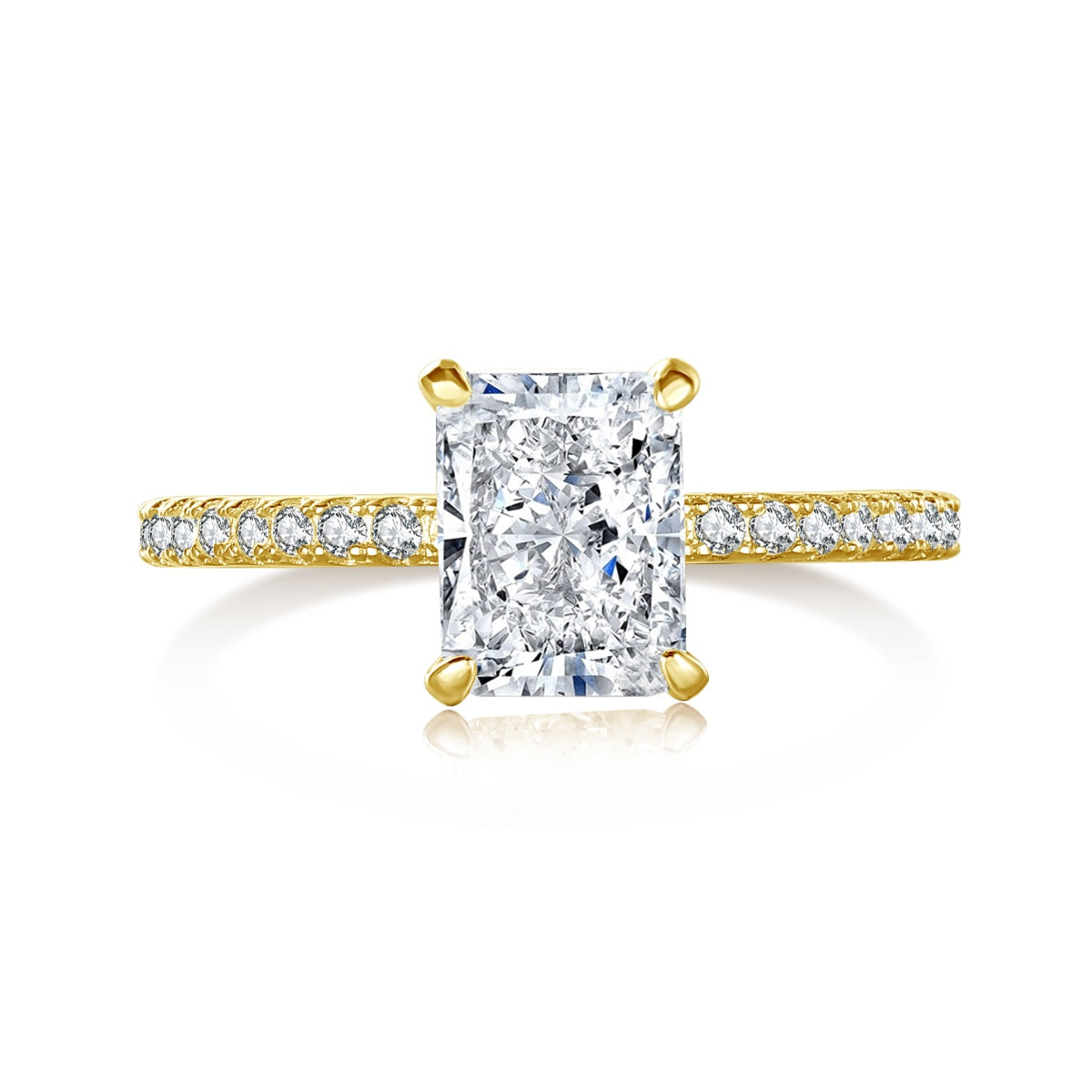 [Clover Jewelrys]2.0 Carat Dazzling Sparkling Radiant Cut Party Ring