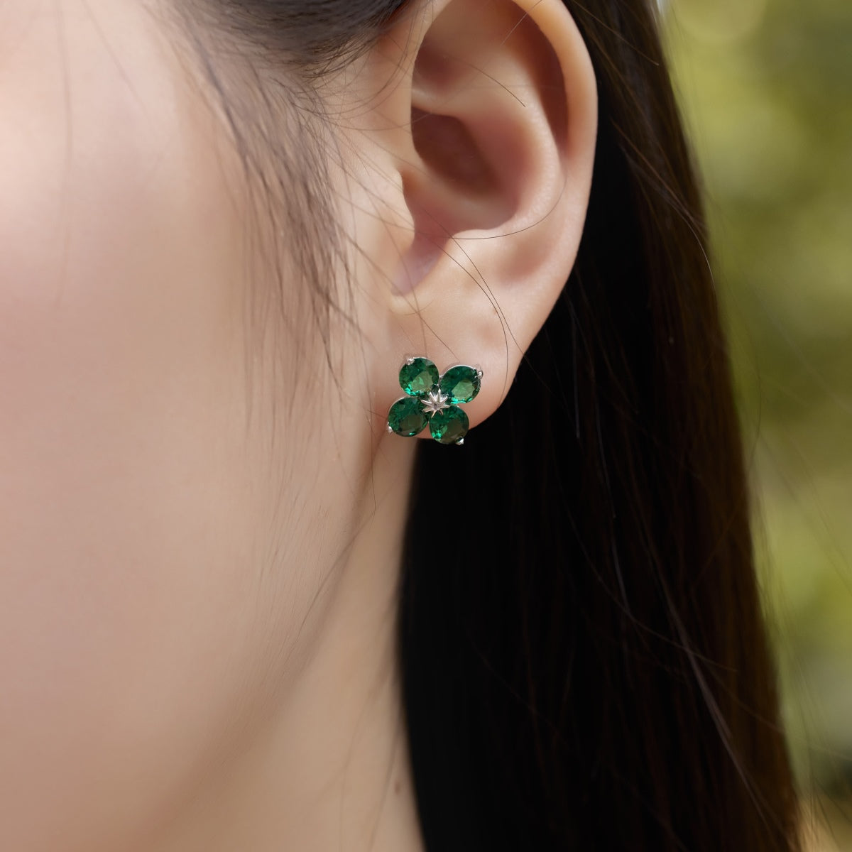 [Clover Jewelrys]Four-Leaf Clover Eight-Pointed Star Earrings