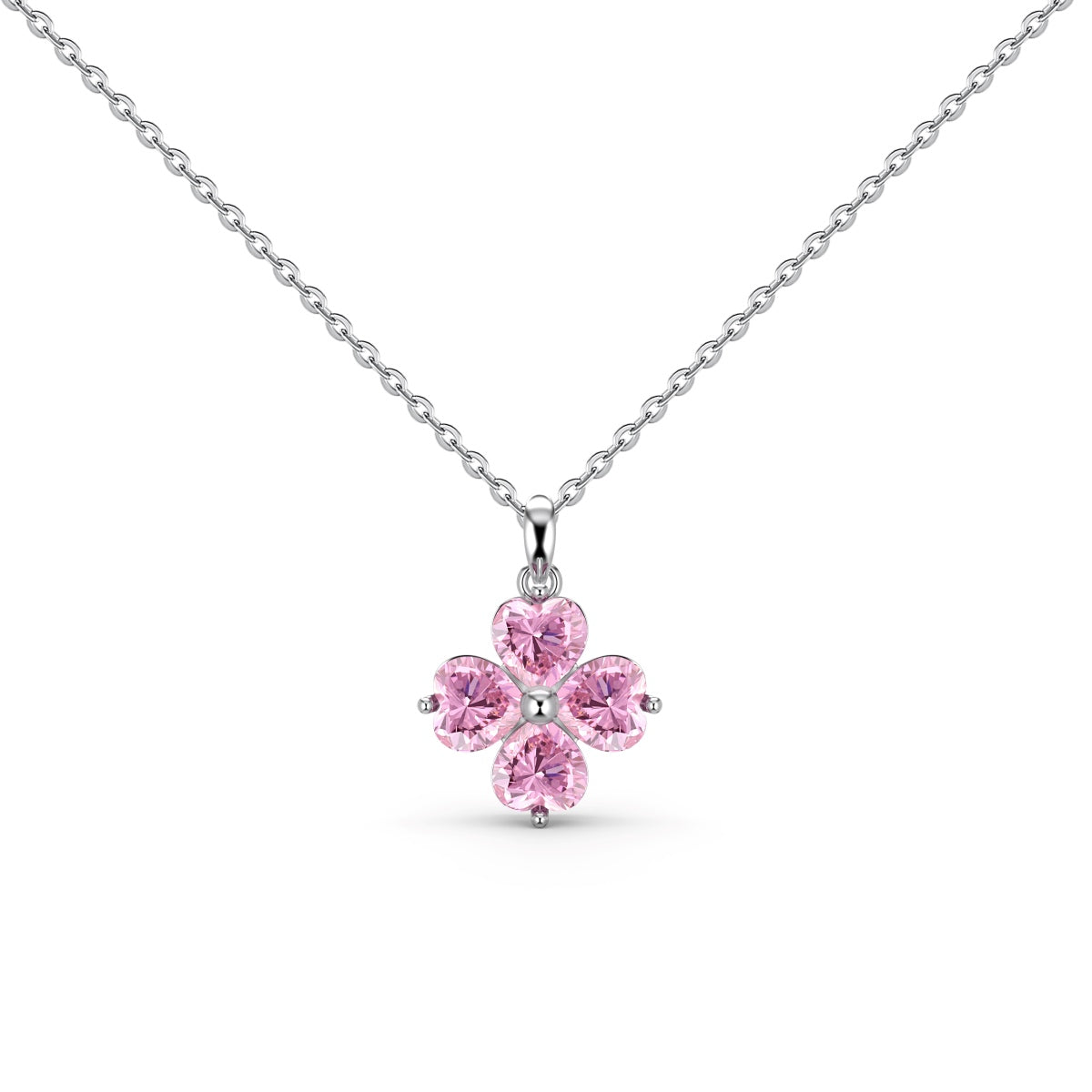 [Clover Jewelrys]Heart-Shaped Four-Leaf Clover Bead Necklace