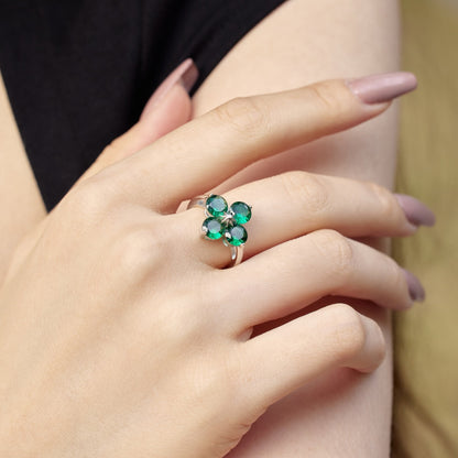 [Clover Jewelrys]Four-Leaf Clover Eight-Pointed Star Ring