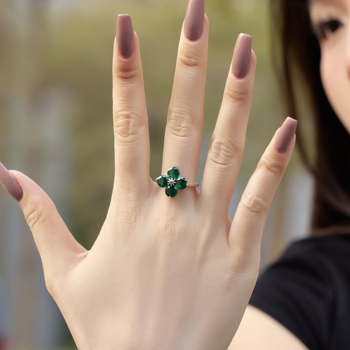 [Clover Jewelrys]Four-Leaf Clover Eight-Pointed Star Ring