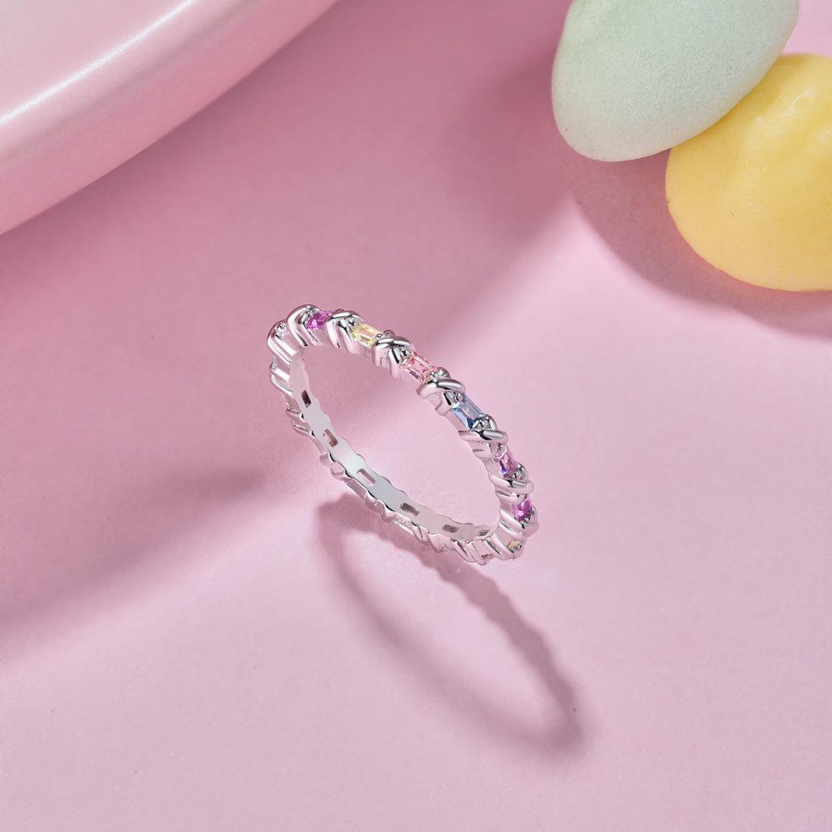 [Clover Jewelrys]Charming Colorful Round Cut Daily Ring