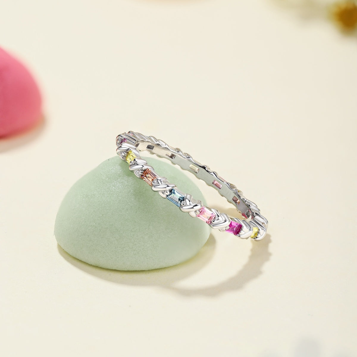 [Clover Jewelrys]Charming Colorful Round Cut Daily Ring