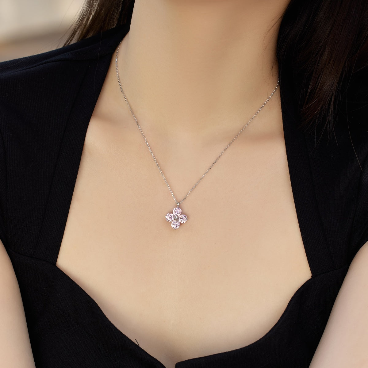 [Clover Jewelrys]Four-Leaf Clover And Eight-Pointed Star Necklace