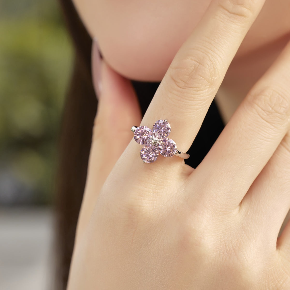 [Clover Jewelrys]Four-Leaf Clover Eight-Pointed Star Ring