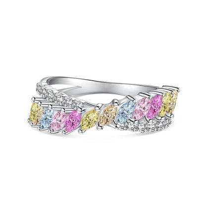 [Clover Jewelrys]Unique Colorful Marquise Cut Daily Ring