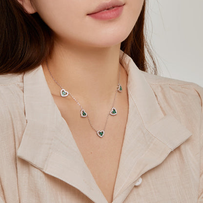 [Clover Jewelrys]Sparkling Five Heart Necklace