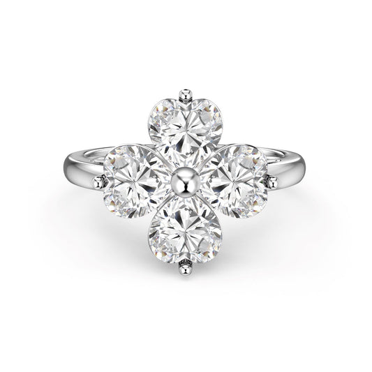 [Clover Jewelrys]Heart-shaped Four-Leaf Clover Ball Ring