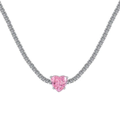 [Clover Jewelrys]2.0 Carat Sparkling Tennis Heart Cut Necklace