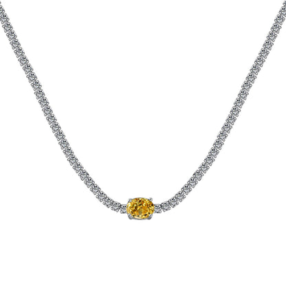 [Clover Jewelrys]1.0 Carat Shining Oval Cut Necklace