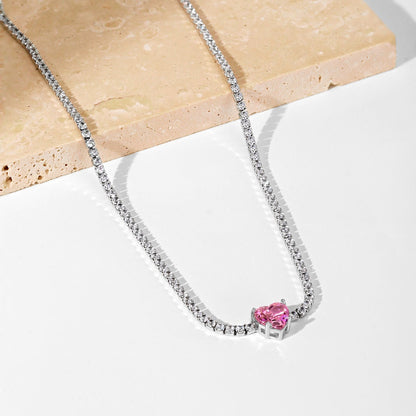 [Clover Jewelrys]2.0 Carat Sparkling Tennis Heart Cut Necklace