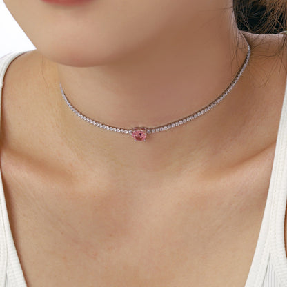 [Clover Jewelrys]2.0 Carat Sparkling Tennis Heart Cut Necklace