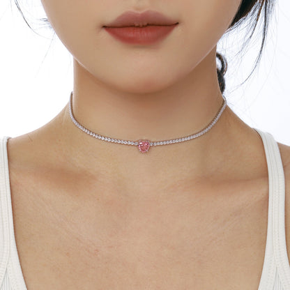 [Clover Jewelrys]2.0 Carat Sparkling Tennis Heart Cut Necklace