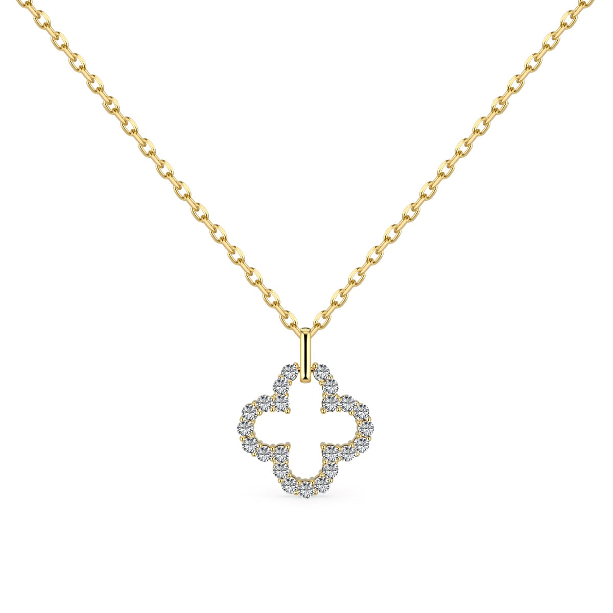 [Clover Jewelrys]Four-Leaf Clover Hollow Design Exquisite Necklace