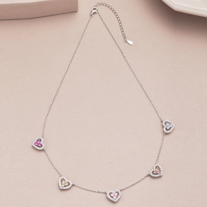 [Clover Jewelrys]Sparkling Five Heart Necklace