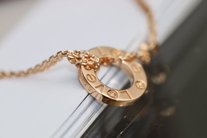 [Clover Jewelrys]LOVE NECKLACE ADJUSTABLE ROSE GOLD 2 DIAMOND