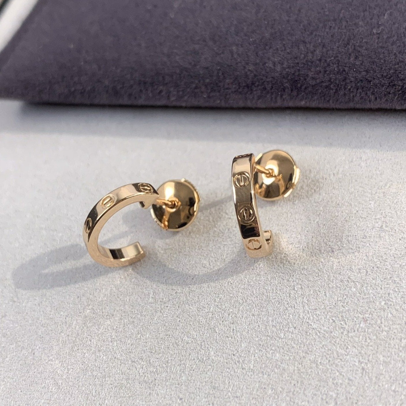 [Clover Jewelrys]LOVE EARRINGS 2.65MM PINK GOLD