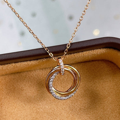 [Clover Jewelrys]TRINITY NECKLACE SILVER GOLD PINK GOLD DIAMONDS