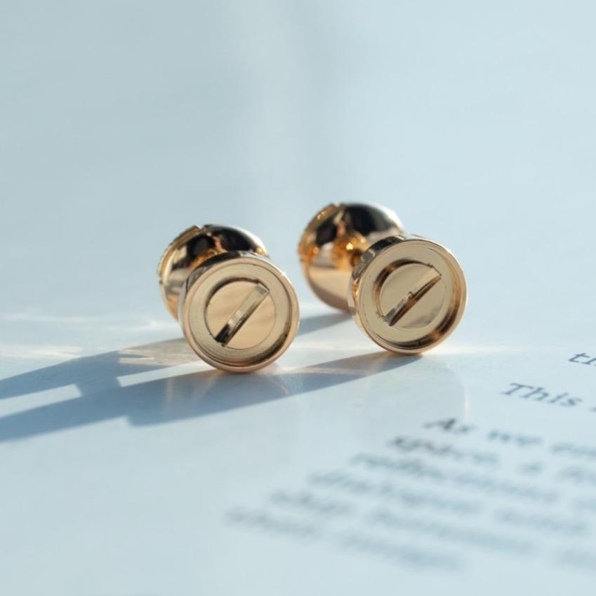 [Clover Jewelrys]LOVE EARRINGS PINK GOLD 10MM